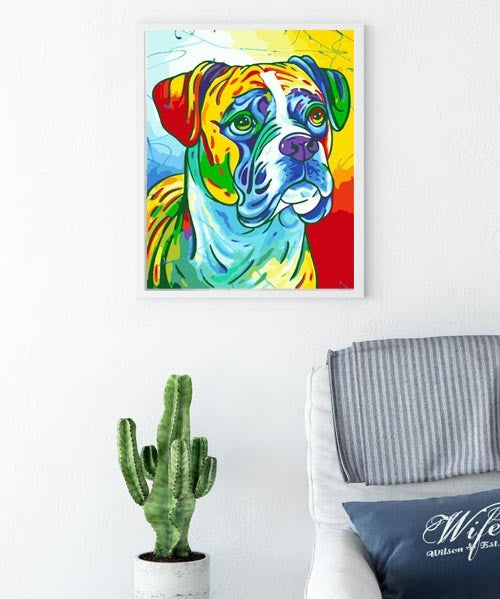 Painting By Numbers Dog Great Dane Rainbow Colorful