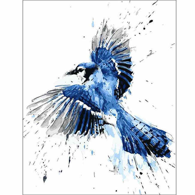 Paint By Numbers Bird Blue Animal Art