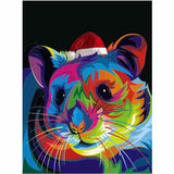 Paint By Numbers Mouse in Rainbow Colors Animal Art