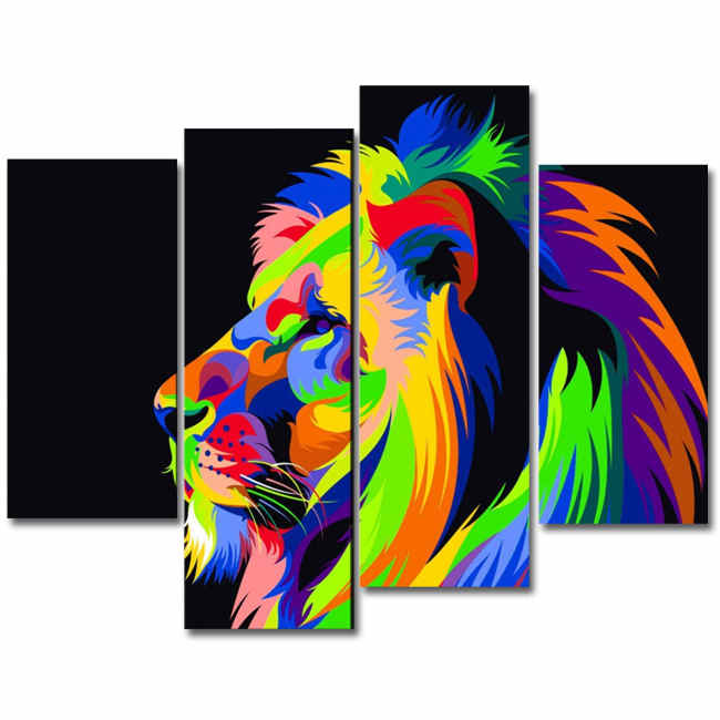 Paint by Numbers Lion - 4 piece design