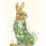 Painting by Numbers Colorful Bunny in A Green Floral Dress