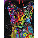 Painting By Numbers Cat Head in Rainbow Colors