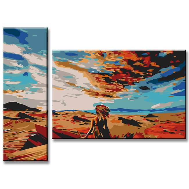 Painting by numbers Abstract desert mountain landscape 2-part