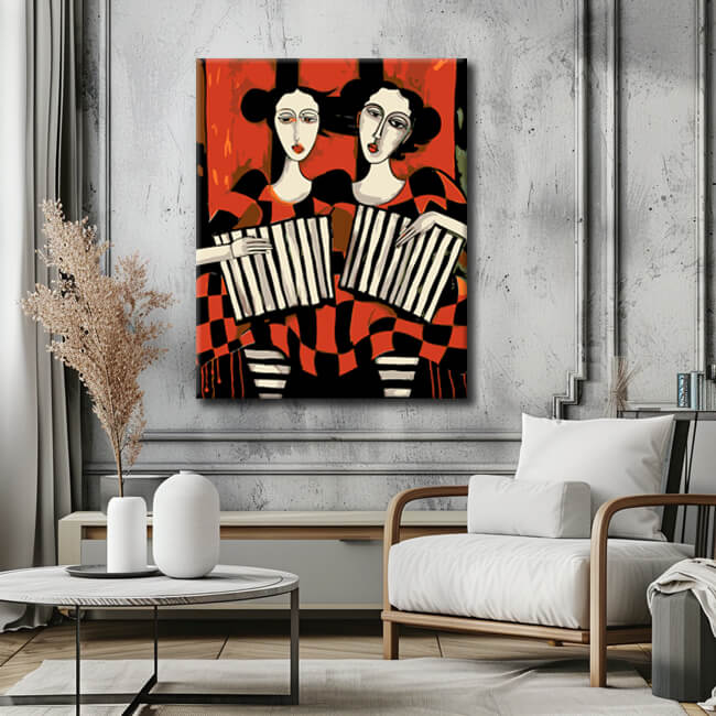 Painting by Numbers Abstract Art Circus of 2 Women II