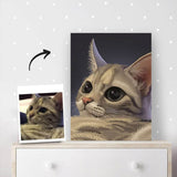Portrait printed on canvas in vector graphic style